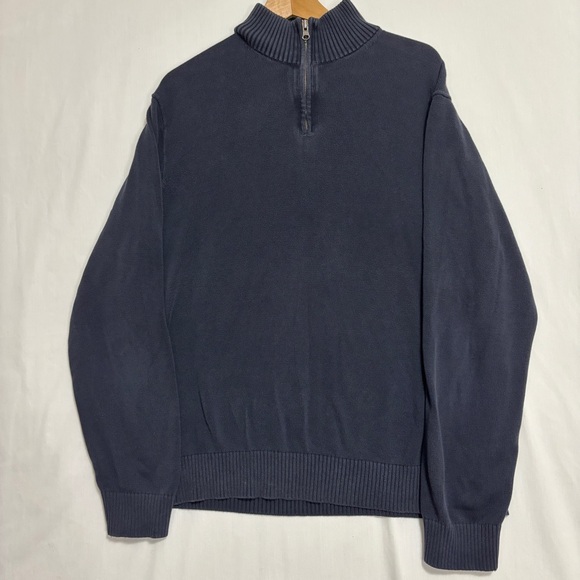 J Crew 1/4 Zip Ribbed Pullover Mock Neck Sweater MensXL Navy 100% Cotton Preppy - Picture 1 of 8